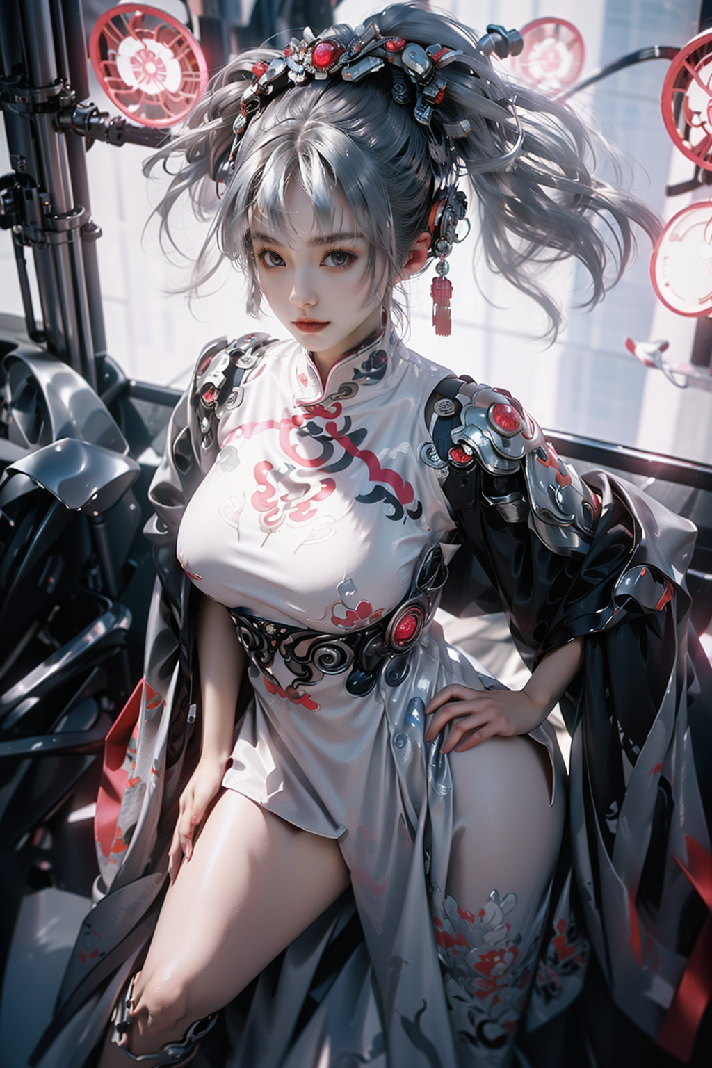 00108-2139671014-1girl,(gigantic breasts_1.2),(black_pink_red_white_silver_gradient hair),high heels,outdoors,cyberhanfu,chinese_clothes,cyberpun.png